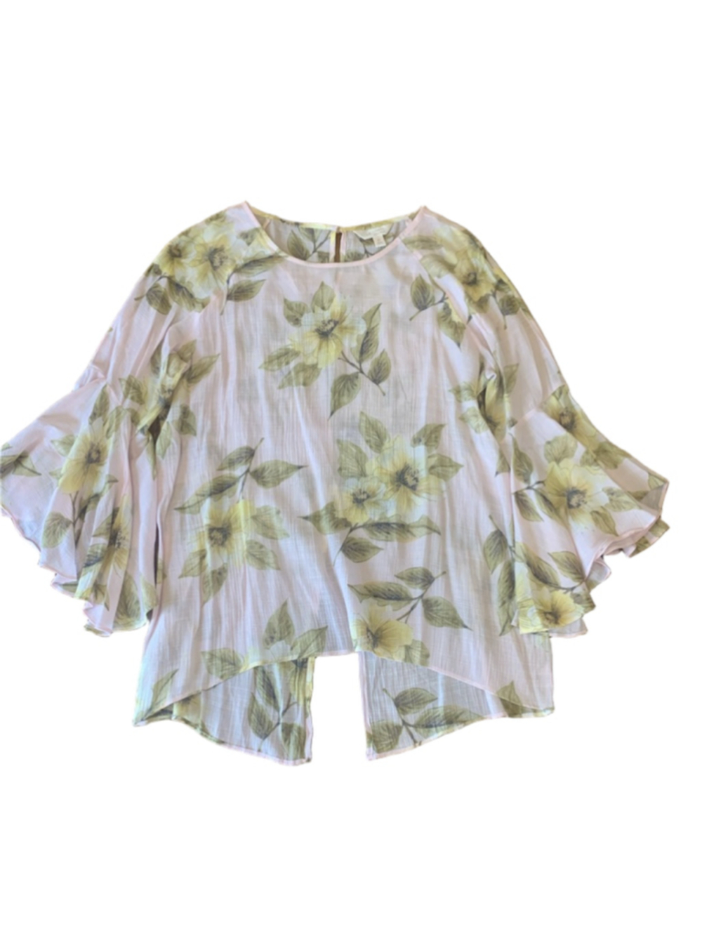 Lauren Conrad Top Medium Pink Yellow Floral Flowy